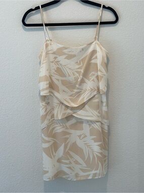 Amanda Uprichard Sienna Tiered Crepe Slip Dress in Desert Palm Print